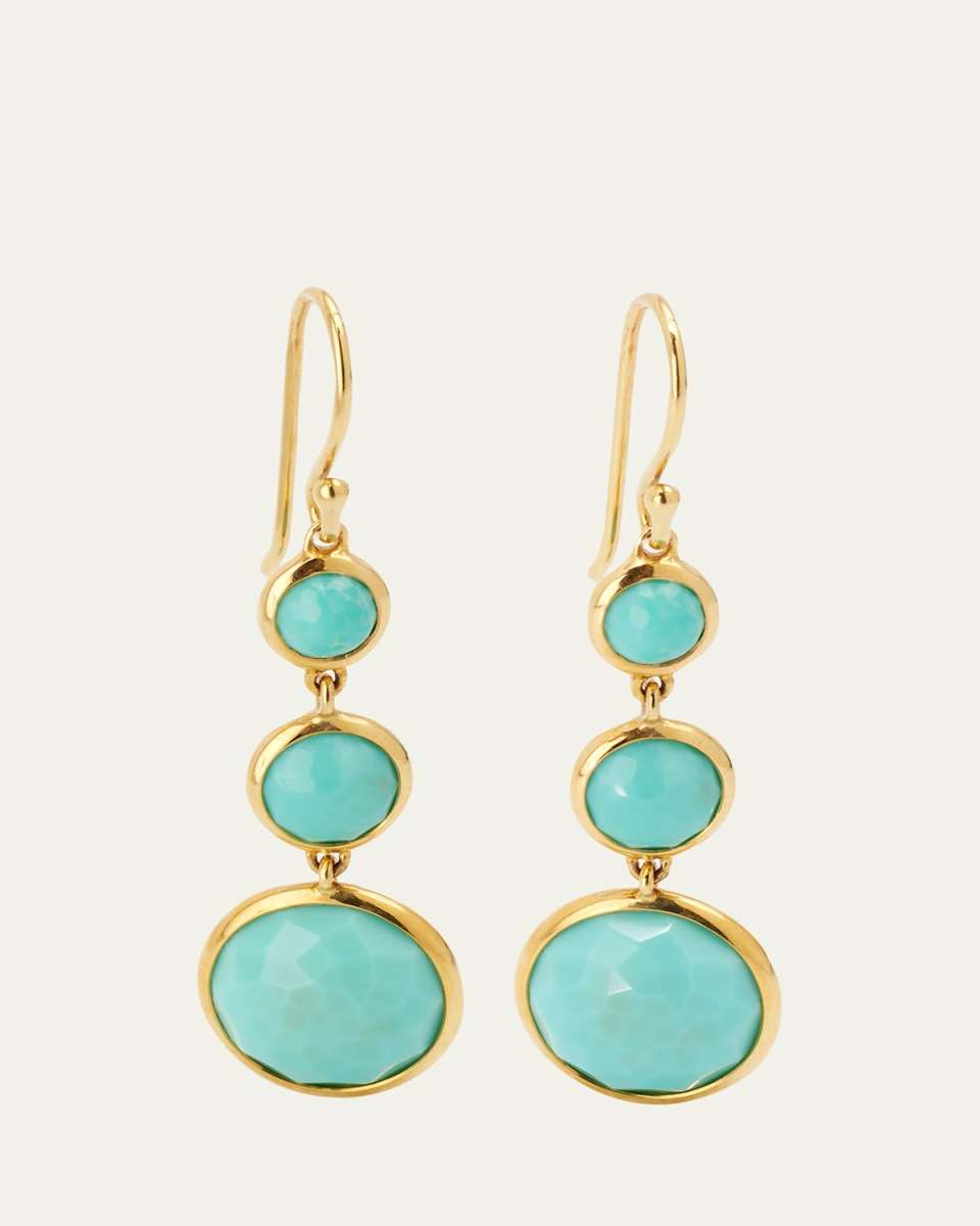 Lollitini 3-Stone Drop Earrings in 18K Gold